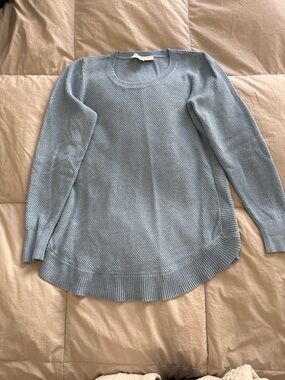 LOFT Light Blue Textured Crewneck Sweater